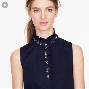 J.Crew Ruffle Rhinestone Sleeveless Blouse.
